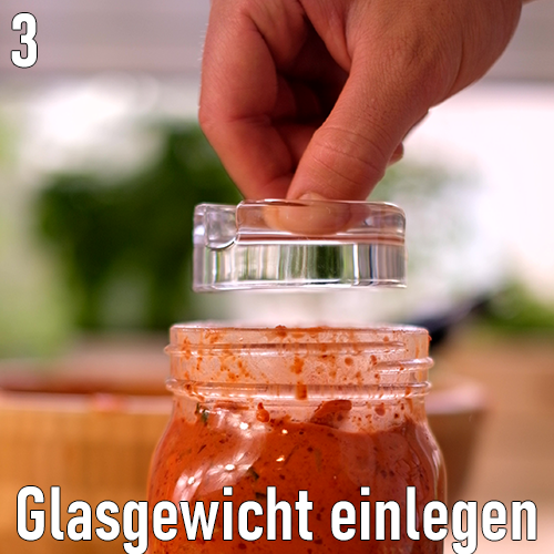 Glasgewicht einlegen
